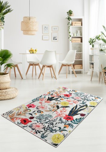 TEPPI Derosa Hall gulvtppe m. mnster, rektangulr - multifarvet polyester (100x300)