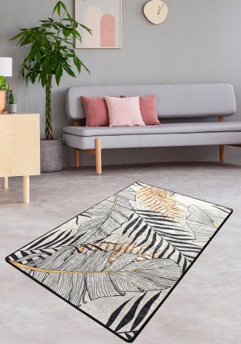 TEPPI Herbal gulvtppe m. mnster, rektangulr - multifarvet polyester (120x180)