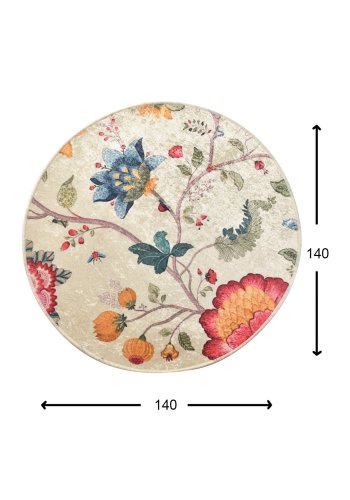 TEPPI Arya gulvtppe m. mnster, rund - multifarvet polyester (140)