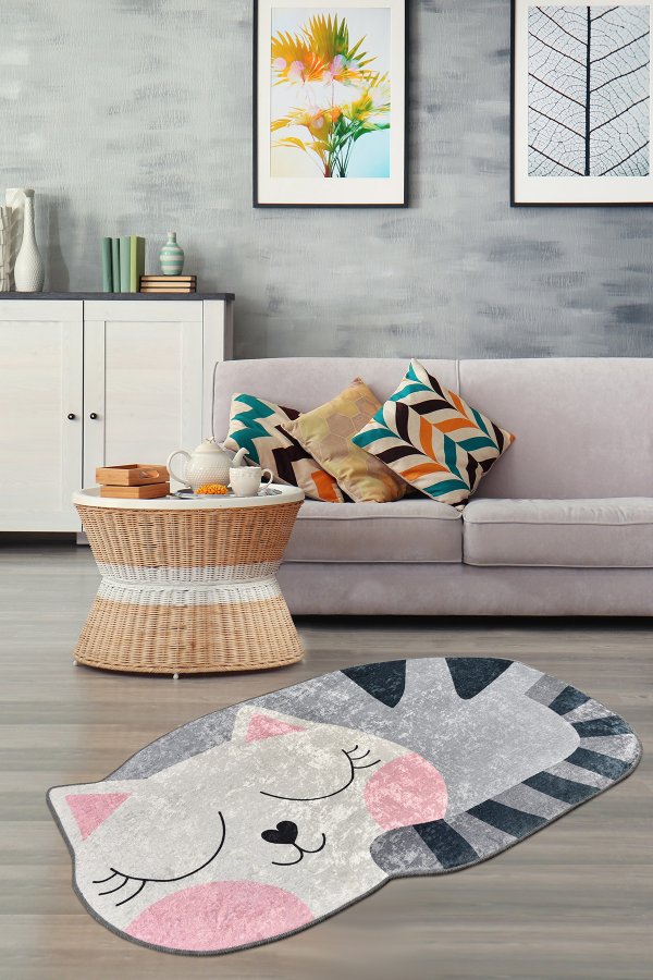 TEPPI Cat gulvtppe til brn - multifarvet polyester (60x100)