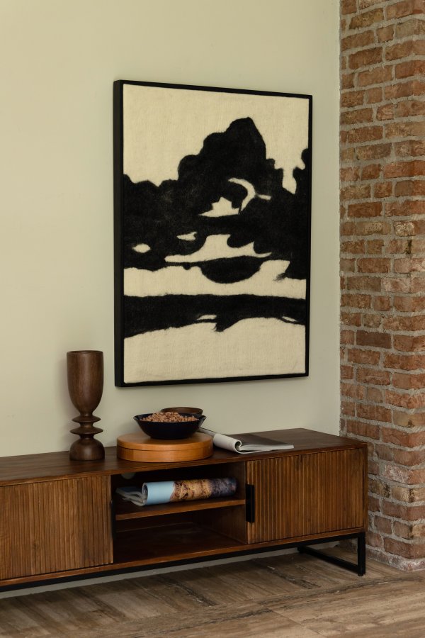 DUTCHBONE Sameer vgdekoration, rektangulr - sort ud og mangotr (100x74)