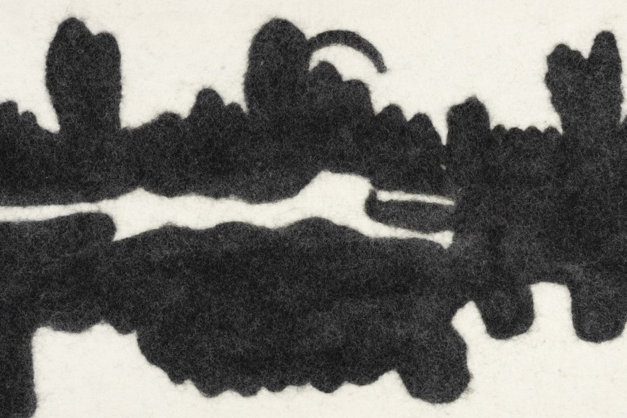 DUTCHBONE Samudra vgdekoration, rektangulr - sort uld og mangotr (94x56)