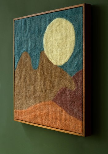 DUTCHBONE Chandra vgdekoration, kvadratisk - bl/multifarvet uld og mangotr (74x74)