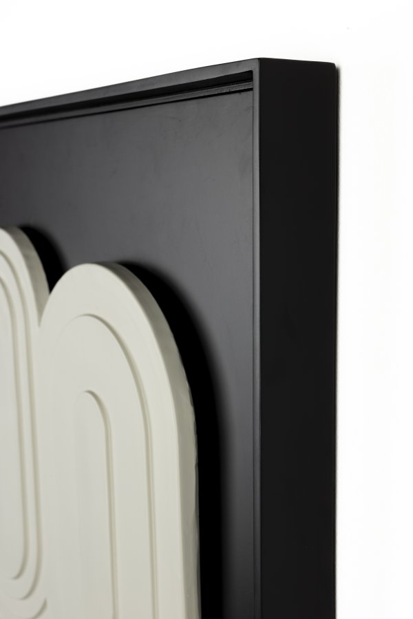 ZUIVER August vgdekoration 3D, rektangulr - hvid gips og sort trramme (64x52)