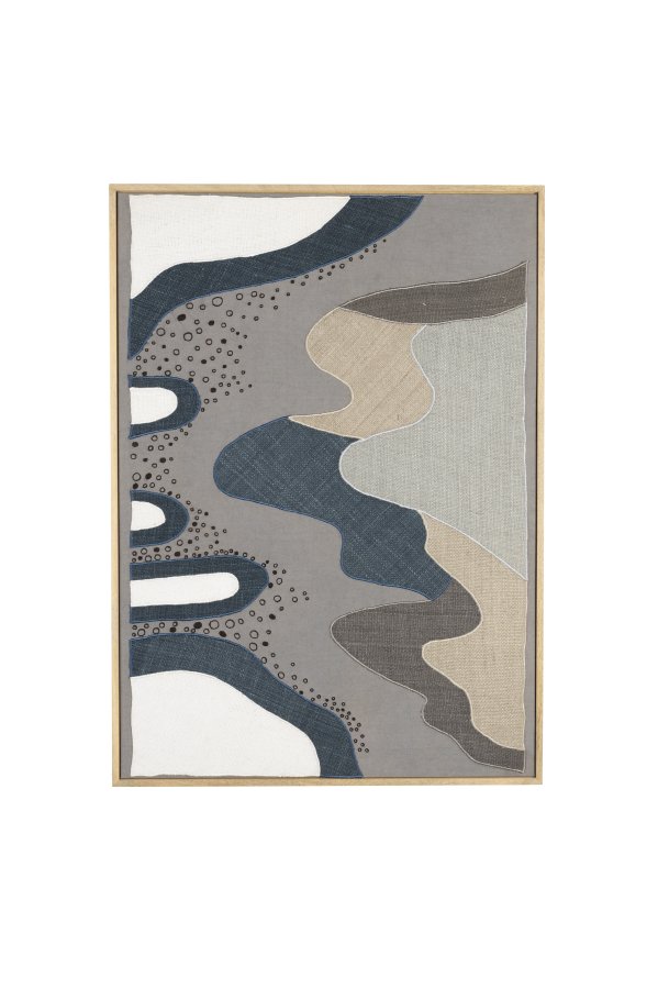 ZUIVER Coastal vgdekoration, rektangulr - multifarvet stof og mangotr (104x75)