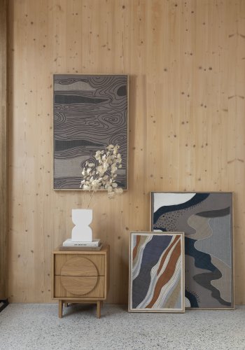 ZUIVER Shallow vgdekoration, rektangulr - multifarvet stof og mangotr (104x68)