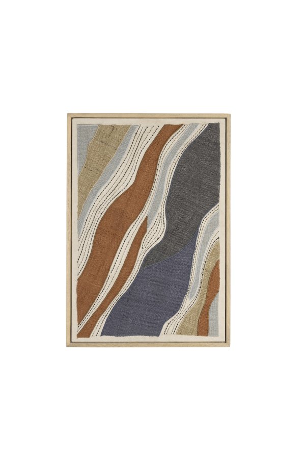 ZUIVER Move vgdekoration, rektangulr - multifarvet stof og mangotr (68x48)