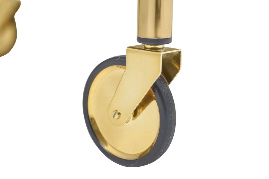 BLOOMINGVILLE Fine rullebord - klar/guld glas/jern, m. hylde i spejlglas og hjul