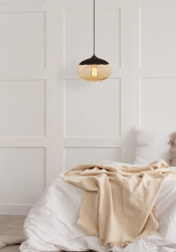 LUMI Camini MR loftlampe, m. justerbar hjde - gul og sort jern