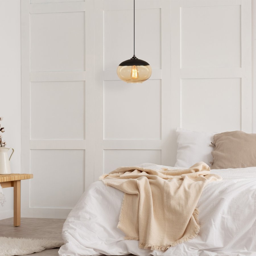 LUMI Camini MR loftlampe, m. justerbar hjde - gul og sort jern