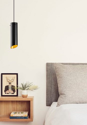 LUMI Sivani MR loftlampe, m. justerbar hjde - gul og sort metal