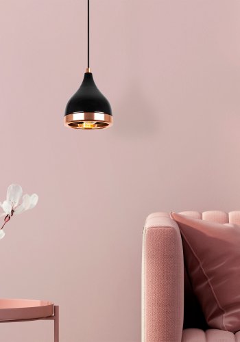 LUMI Y?ldo loftlampe, m. justerbar hjde - kobber og sort metal