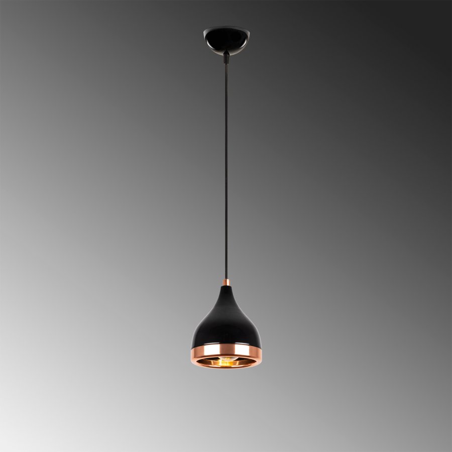 LUMI Y?ldo loftlampe, m. justerbar hjde - kobber og sort metal