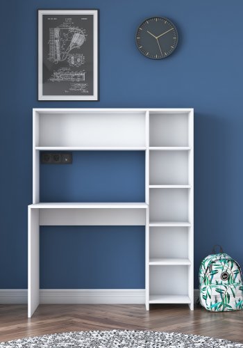 NORDVÄRK HA104 skrivebord, m. 5 hylder - hvid melamin (113,2x40)