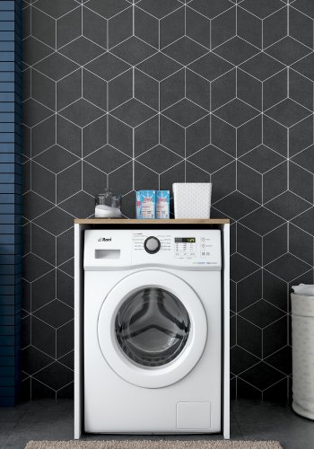 FUNZI LIVING KD103 vaskemaskineskab, rektangulr - valnd og hvid melamin (65x60)