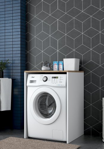 FUNZI LIVING KD103 vaskemaskineskab, rektangulr - valnd og hvid melamin (65x60)