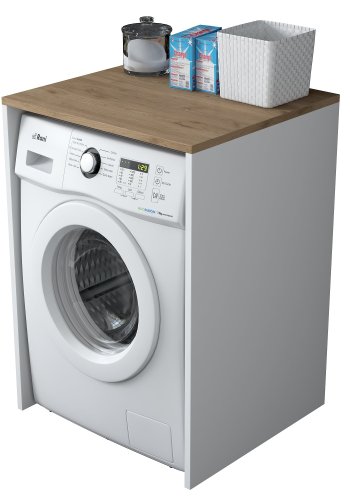 FUNZI LIVING KD103 vaskemaskineskab, rektangulr - valnd og hvid melamin (65x60)