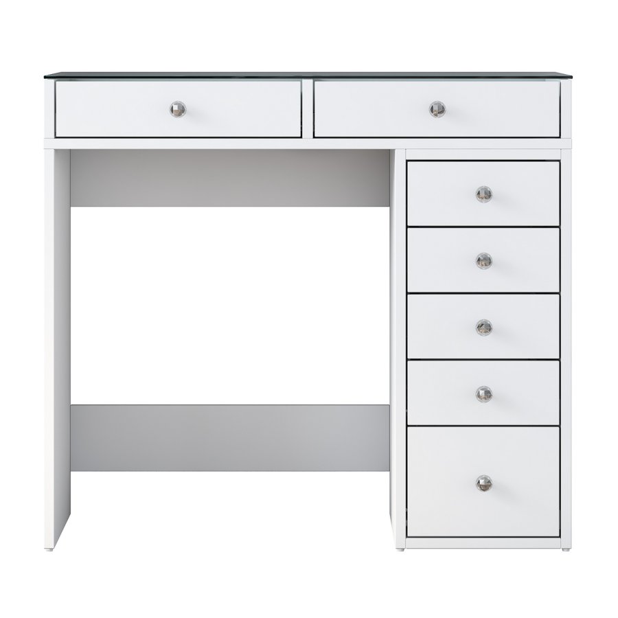 NORDVÄRK BJ107 makeup bord, m. 7 skuffer - hvid melamin (90x44,5)