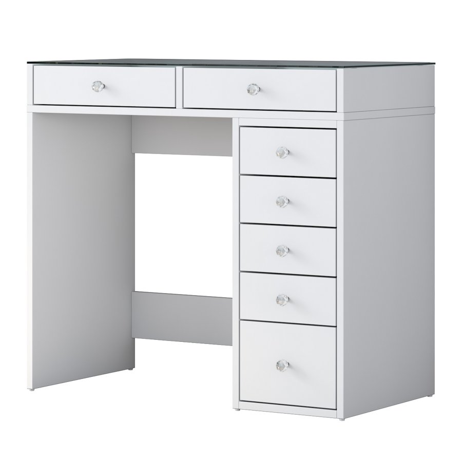 NORDVÄRK BJ107 makeup bord, m. 7 skuffer - hvid melamin (90x44,5)