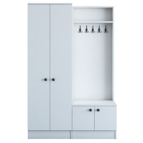 FUNZI LIVING M5 entrést, m. knager, 4 lger og 5 hylder - hvid melamin