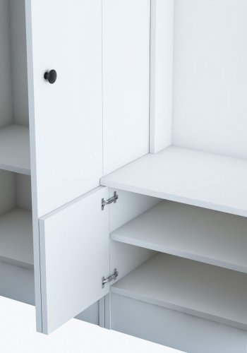 FUNZI LIVING M5 entrést, m. knager, 4 lger og 5 hylder - hvid melamin