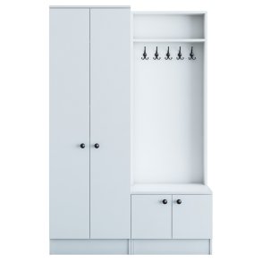 NORDVÄRK M11 entrést, m. 5 knager, 4 lger, 8 hylder - hvid melamin