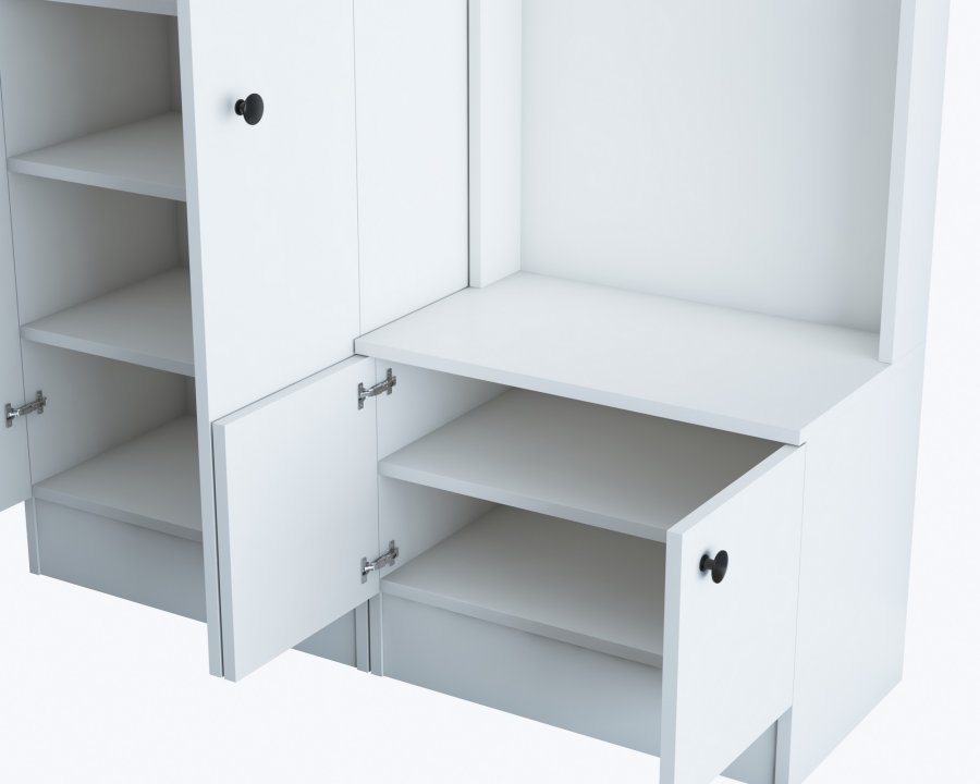 NORDVÄRK M11 entrést, m. 5 knager, 4 lger, 8 hylder - hvid melamin