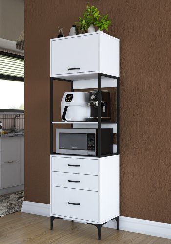 FUNZI LIVING JE135 kkkenskab, m. 1 lge, 1 hylde, 3 skuffer, rektangulr - hvid melamin