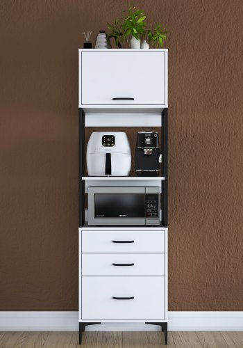 FUNZI LIVING JE135 kkkenskab, m. 1 lge, 1 hylde, 3 skuffer, rektangulr - hvid melamin