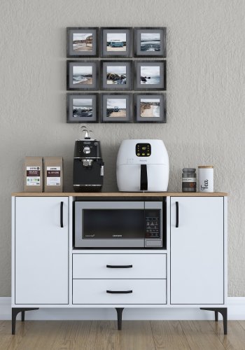 FUNZI LIVING JE174 kkkenskab, m. 2 lger, 2 hylder, 1 rum, 2 skuffer - natur og hvid melamin