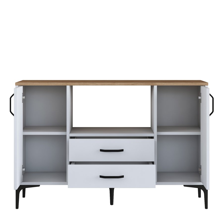 FUNZI LIVING JE174 kkkenskab, m. 2 lger, 2 hylder, 1 rum, 2 skuffer - natur og hvid melamin