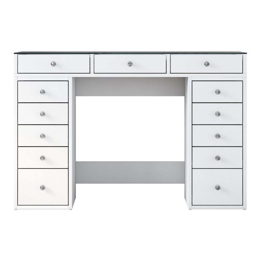 NORDVÄRK BJ105 makeup bord, m. 13 skuffer - hvid melamin (120x44,5)