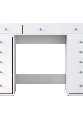 NORDVÄRK BJ106 makeup bord, m. 13 skuffer - hvid melamin (120x44,5)