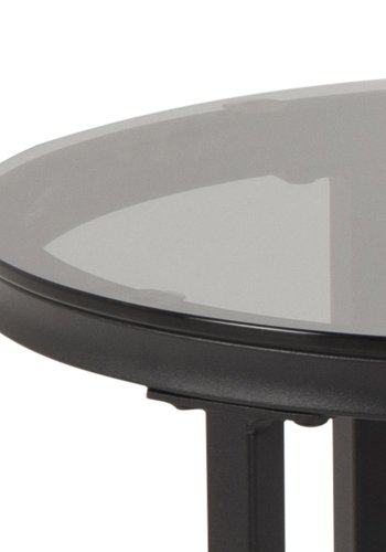 ACT NORDIC Spiro sofabordsst - sort melamin m. marmor print/rgfarvet glas og sort metal (st af 2)