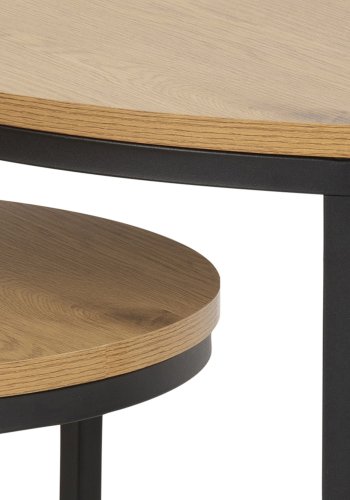 ACT NORDIC Spiro sofabordsst - melamin vild eg og sort metal (st af 2)