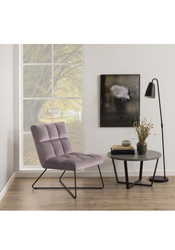 ACT NORDIC Alba loungestol - stvet rosa polyester og sort metal