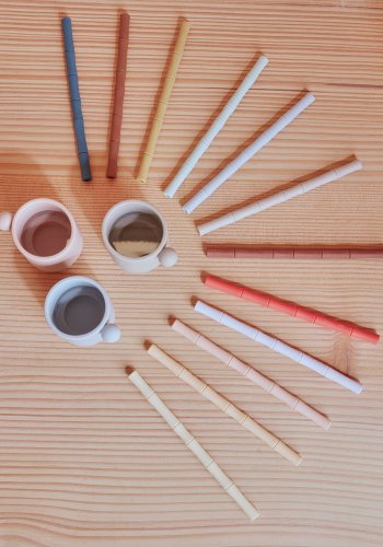 OYOY MINI Bambus Silicone Sugerr - Pakke med 6 - Cherry Red / Vanilla