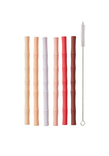 OYOY MINI Bambus Silicone Sugerr - Pakke med 6 - Cherry Red / Vanilla