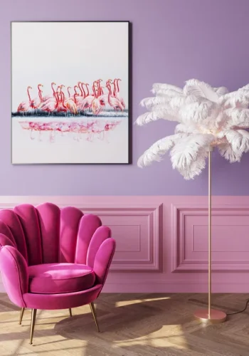 KARE DESIGN Feather Palm gulvlampe - hvid strudsefjer og messing stl