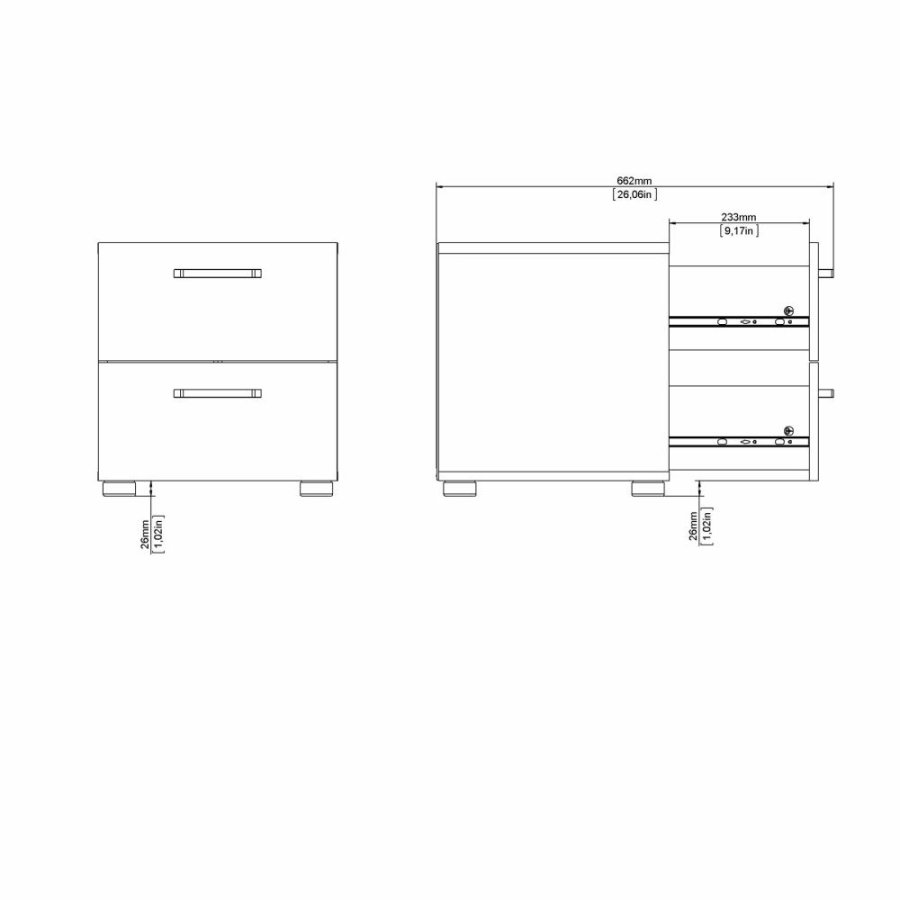 TVILUM Dallas natbord, m. 2 skuffer - brun folie (40x40,25)