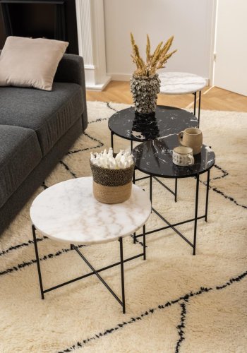 ACT NORDIC Avila sidebord, rund - hvid Guangxi marmor og sort stl (52)