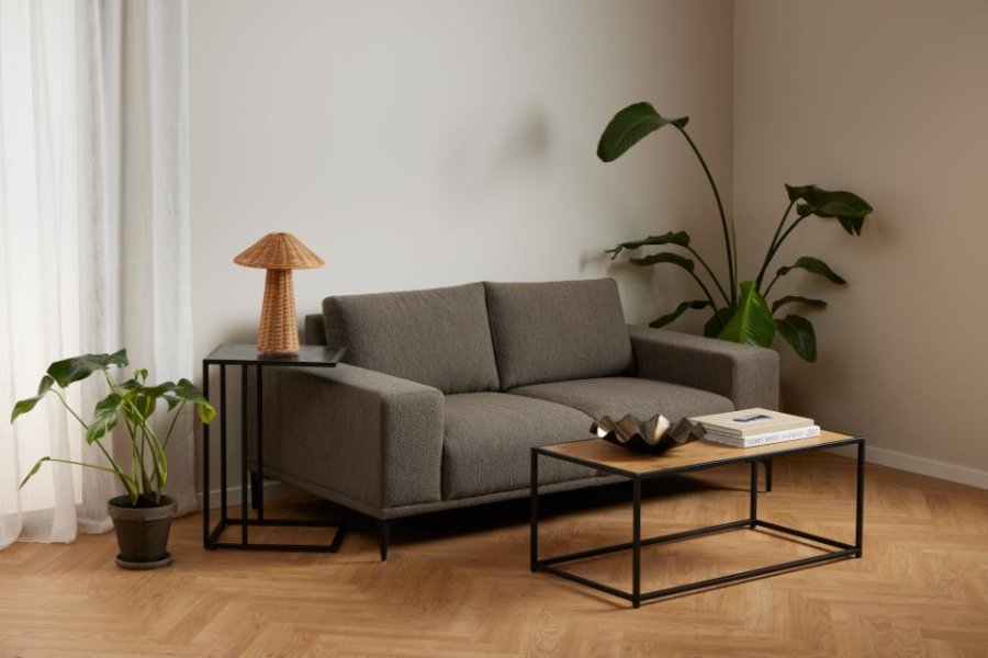 ACT NORDIC Seaford sofabord, rektangulr - natur vild eg papir og sort stl (100x50)