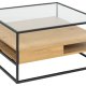 ACT NORDIC Randolf sofabord, m. 2 hylder - klar glas, natur vild eg melamin, mat sort stl (80x80)
