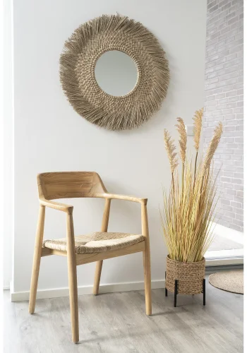 HOUSE NORDIC Antas planteskjuler, rund - natur vandhyacinth og sort metal (26,5)