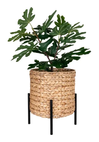 HOUSE NORDIC Antas planteskjuler, rund - natur vandhyacinth og sort metal (26,5)