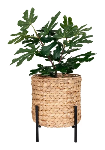 HOUSE NORDIC Antas planteskjuler, rund - natur vandhyacinth og sort metal (26,5)