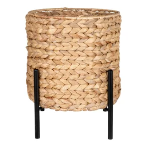 HOUSE NORDIC Antas planteskjuler, rund - natur vandhyacinth og sort metal (26,5)