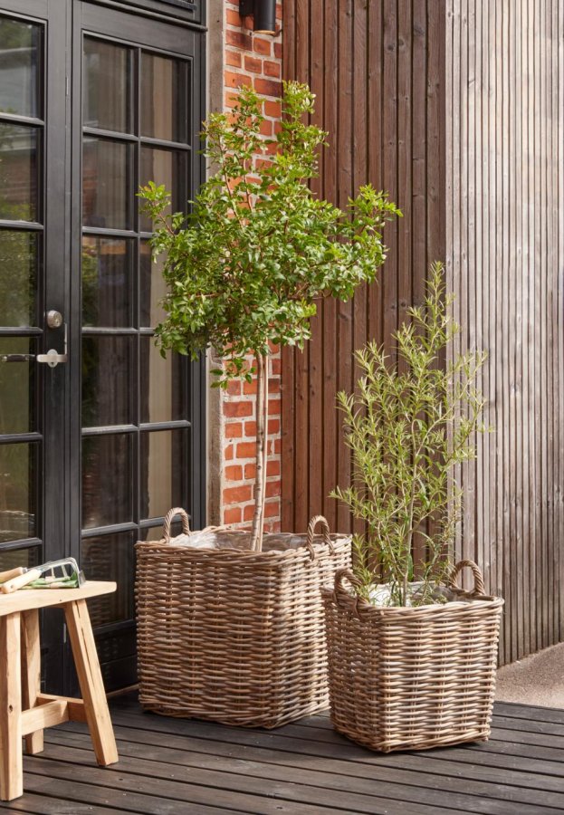 Arles kurv, m. hank, kvadratisk - gr kubu (st med 2)