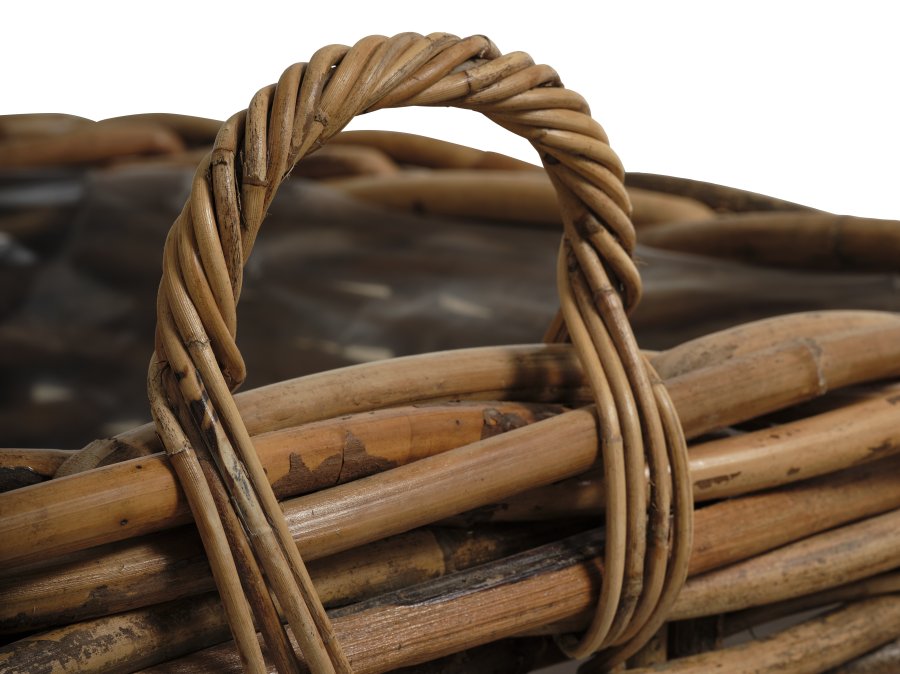 Calais kurv, lille, m. hank, kvadratisk - natur rattan (st med 2)