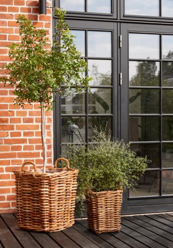 Calais kurv, lille, m. hank, kvadratisk - natur rattan (st med 2)